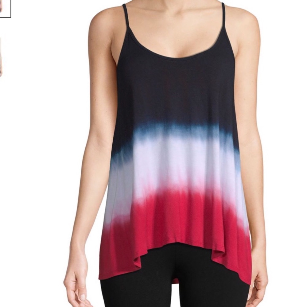 PPLA clothing tank top in blue, white & red.
